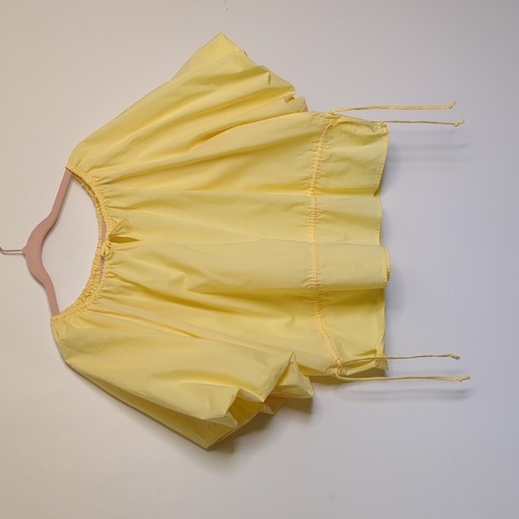 $2-Vintage Peasant Blouse – Buttercream Yellow Puff Sleeve Boho Prairie Top - Picture 7 of 13